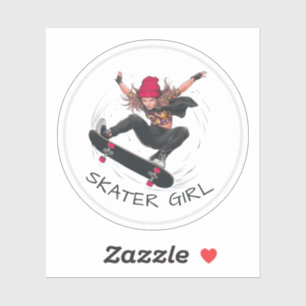 Skater Girl Skateboarding Sticker