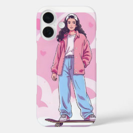 Skater Girl Vibes – Pastelkleurige esthetische col iPhone 16 Hoesje