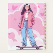 Skater Girl Vibes – Pastelkleurige esthetische col Planner (Achterkant)