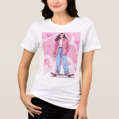 Skater Girl Vibes – Pastelkleurige esthetische col Tri-Blend Shirt (Voorkant)