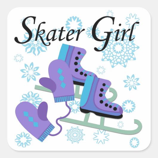 Skater Girl Vierkante Sticker (Voorkant)