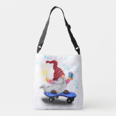 Skater Gnome Christmas Crossbody Bag Tas (Achterkant)