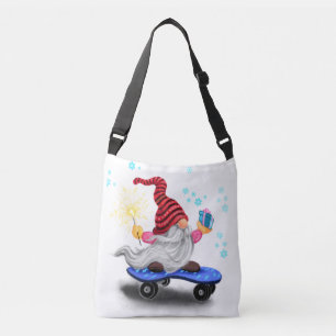 Skater Gnome Christmas Crossbody Bag Tas