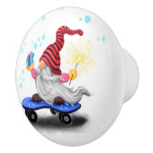 Skater Gnome met Cadeaus Keramische Knob Kerst Keramische Knop (Rechts)