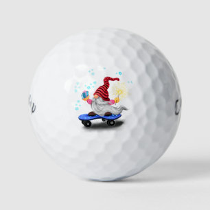 Skater Gnome met Gift Christmas Golf Balls Golfballen