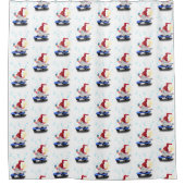 Skater Gnome met Gift Kerstmis Douche Gordijn (Voorkant)