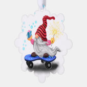 Skater Gnome met Gifts Christmas Ornament Kaart (Links)