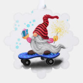 Skater Gnome met Gifts Christmas Ornament Kaart (Achterkant)