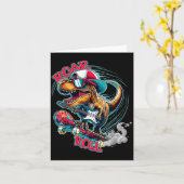 Skater Guitar T-rex Roar Roll Dinosaur For Boys Me Kaart (Gele Bloem)