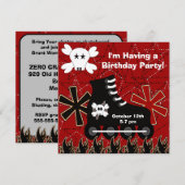 Skater guy Birthday Party Invitation Kaart (Voorkant / Achterkant)