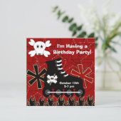 Skater guy Birthday Party Invitation Kaart (Staand voorkant)