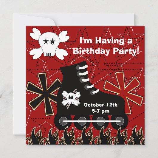 Skater guy Birthday Party Invitation Kaart (Voorkant)
