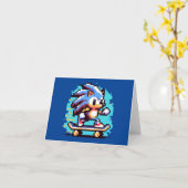 Skater Hedgehog Fast & Fun Pixel Art Skateboarden Kaart (Gele Bloem)
