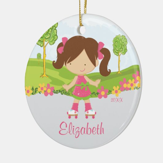 Skater-kerstversiering met schaatsen keramisch ornament (Links)