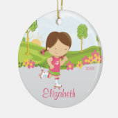 Skater-kerstversiering met schaatsen keramisch ornament (Links)