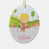 Skater-kerstversiering met schaatsen keramisch ornament (Rechts)