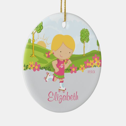 Skater-kerstversiering met schaatsen keramisch ornament (Rechts)