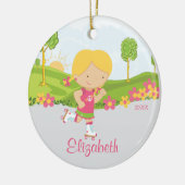 Skater-kerstversiering met schaatsen keramisch ornament (Links)