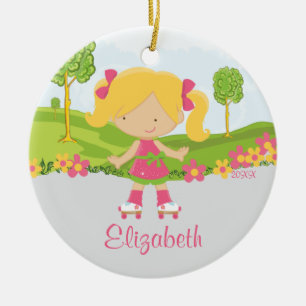 Skater-kerstversiering met schaatsen keramisch ornament
