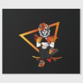 Skater Leeuw in jeans sneakers en met skateboard Cadeaupapier (Vlak)