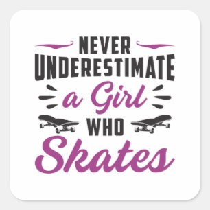 Skater Meisje Meisjes Schaatsen Skateboard Grappig Vierkante Sticker