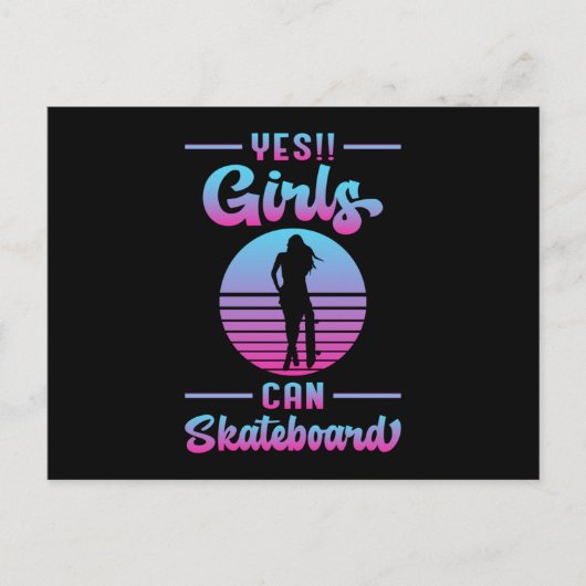 Skater meisje sk8 meisjes skateboard schaatsen cad briefkaart (Voorkant)