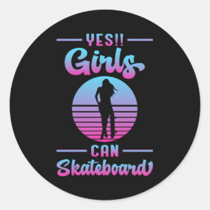 Skater meisje sk8 meisjes skateboard schaatsen cad ronde sticker