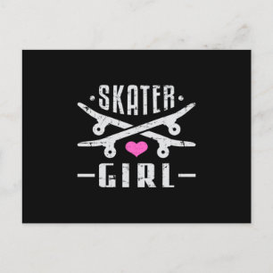 Skater Meisje Skateboard Skaten SK8 Schaats cadeau Briefkaart