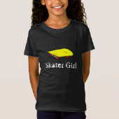 Skater meisje slogan met cool geel skateboard t-shirt (Voorkant)