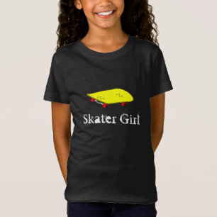 Skater meisje slogan met cool geel skateboard t-shirt