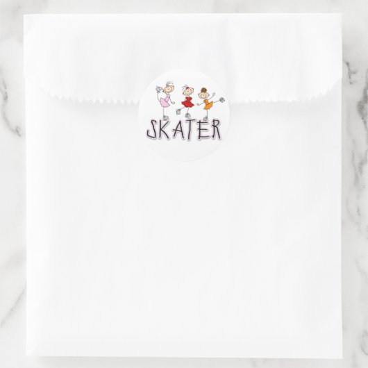 Skater Meisje Stick Figures Sticker (Tas)