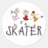 Skater Meisje Stick Figures Sticker (Voorkant)