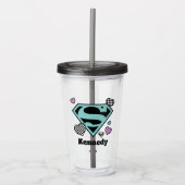 Skater Meisje Supergirl Harten S-Shield Acryl Drinkbeker (Voorkant)