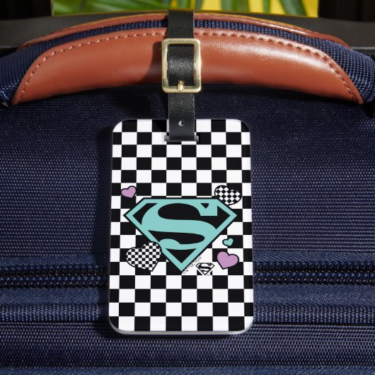 Skater Meisje Supergirl Harten S-Shield Bagagelabel (Voorkant Insitu 2)