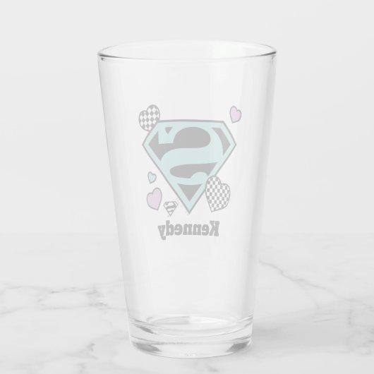 Skater Meisje Supergirl Harten S-Shield Glas (Achterkant)