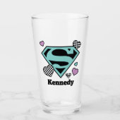 Skater Meisje Supergirl Harten S-Shield Glas (Voorkant)