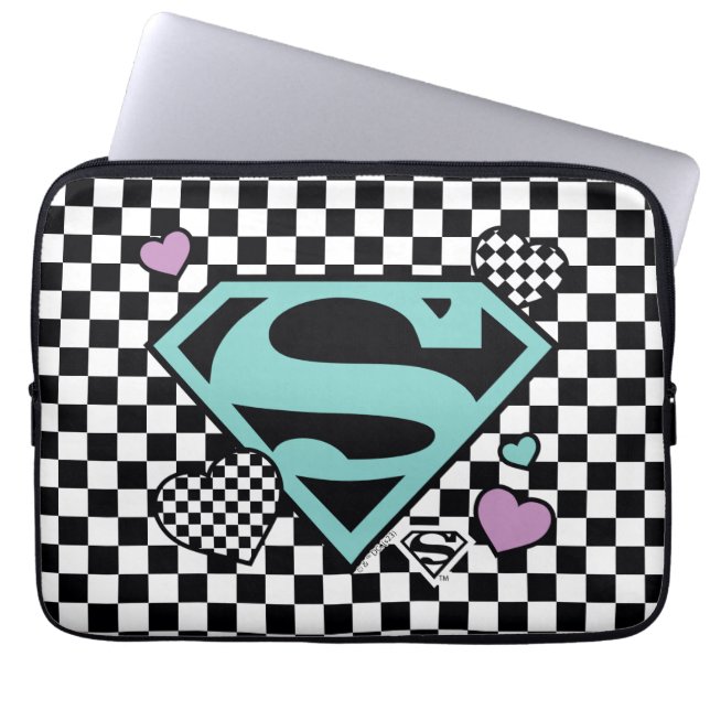 Skater Meisje Supergirl Harten S-Shield Laptop Sleeve (Voorkant)