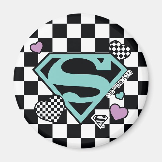 Skater Meisje Supergirl Harten S-Shield Magneet (Voorkant)