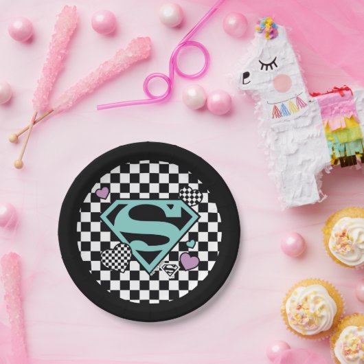 Skater Meisje Supergirl Harten S-Shield Papieren Bordje (Feest)