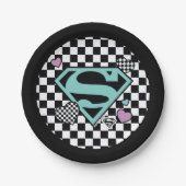 Skater Meisje Supergirl Harten S-Shield Papieren Bordje (Voorkant)