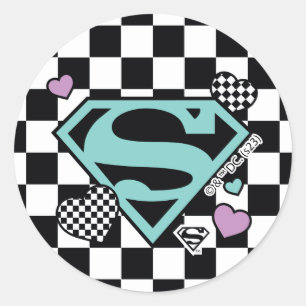 Skater Meisje Supergirl Harten S-Shield Ronde Sticker