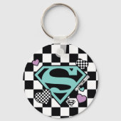Skater Meisje Supergirl Harten S-Shield Sleutelhanger (Voorkant)