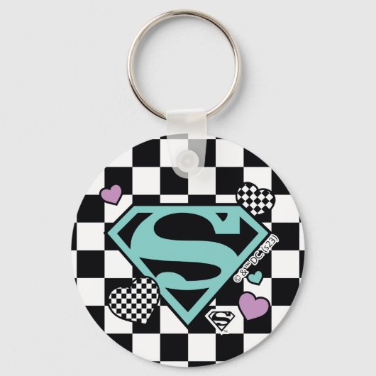 Skater Meisje Supergirl Harten S-Shield Sleutelhanger (Voorkant)