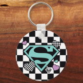 Skater Meisje Supergirl Harten S-Shield Sleutelhanger (Achterkant)