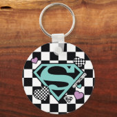 Skater Meisje Supergirl Harten S-Shield Sleutelhanger (Voorkant)