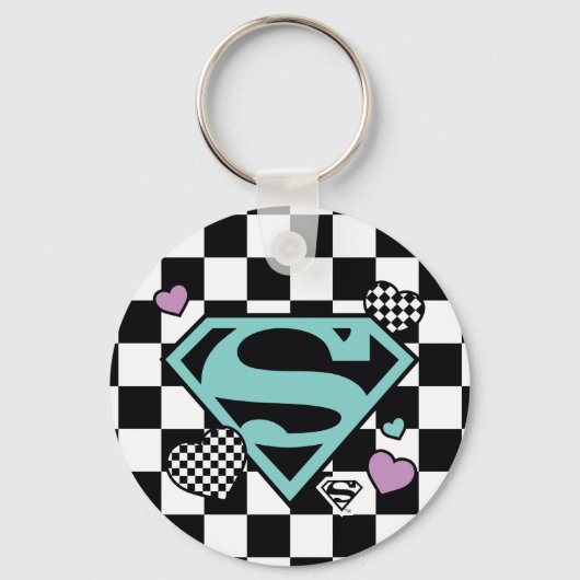 Skater Meisje Supergirl Harten S-Shield Sleutelhanger (Achterkant)