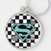 Skater Meisje Supergirl Harten S-Shield Sleutelhanger (Voorkant)