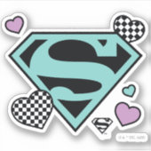 Skater Meisje Supergirl Harten S-Shield Sticker (Voorkant)