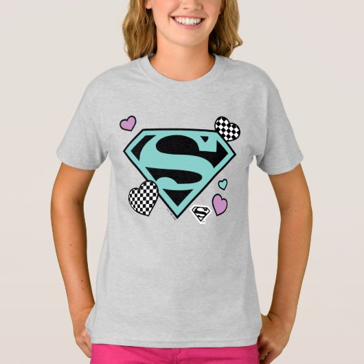 Skater Meisje Supergirl Harten S-Shield T-shirt (Voorkant)