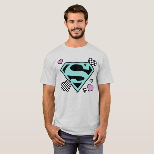Skater Meisje Supergirl Harten S-Shield T-shirt (Voorkant volledig)